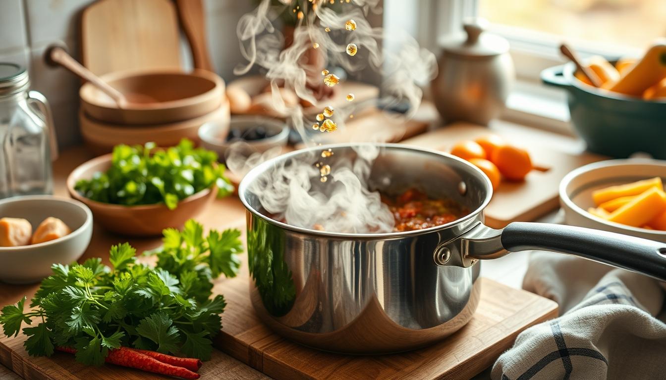 Comforting family dinner served at home