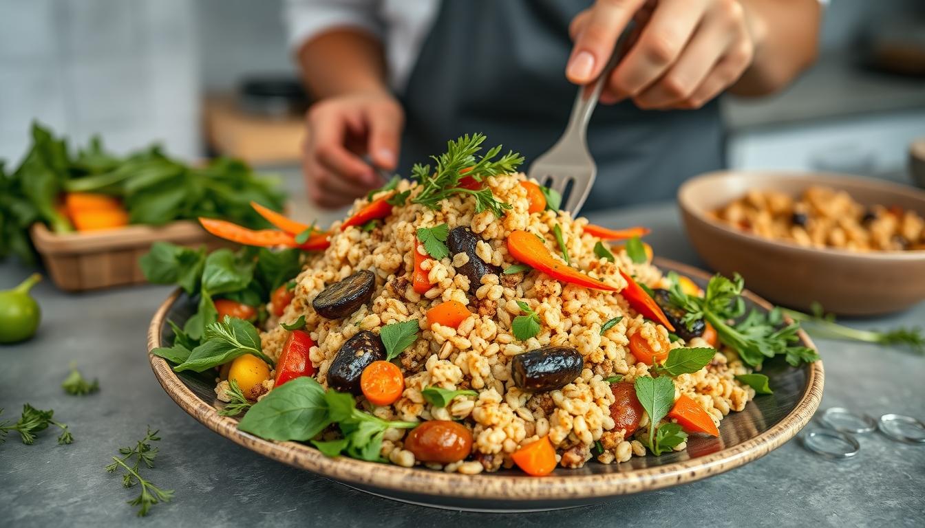 Quick weeknight dinner prepared in a home kitchen